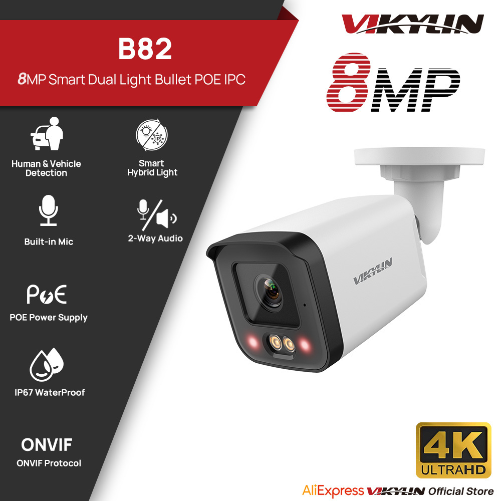 Outdoor Power G Motion - VIKYLIN 8MP IP Security Camera Poe