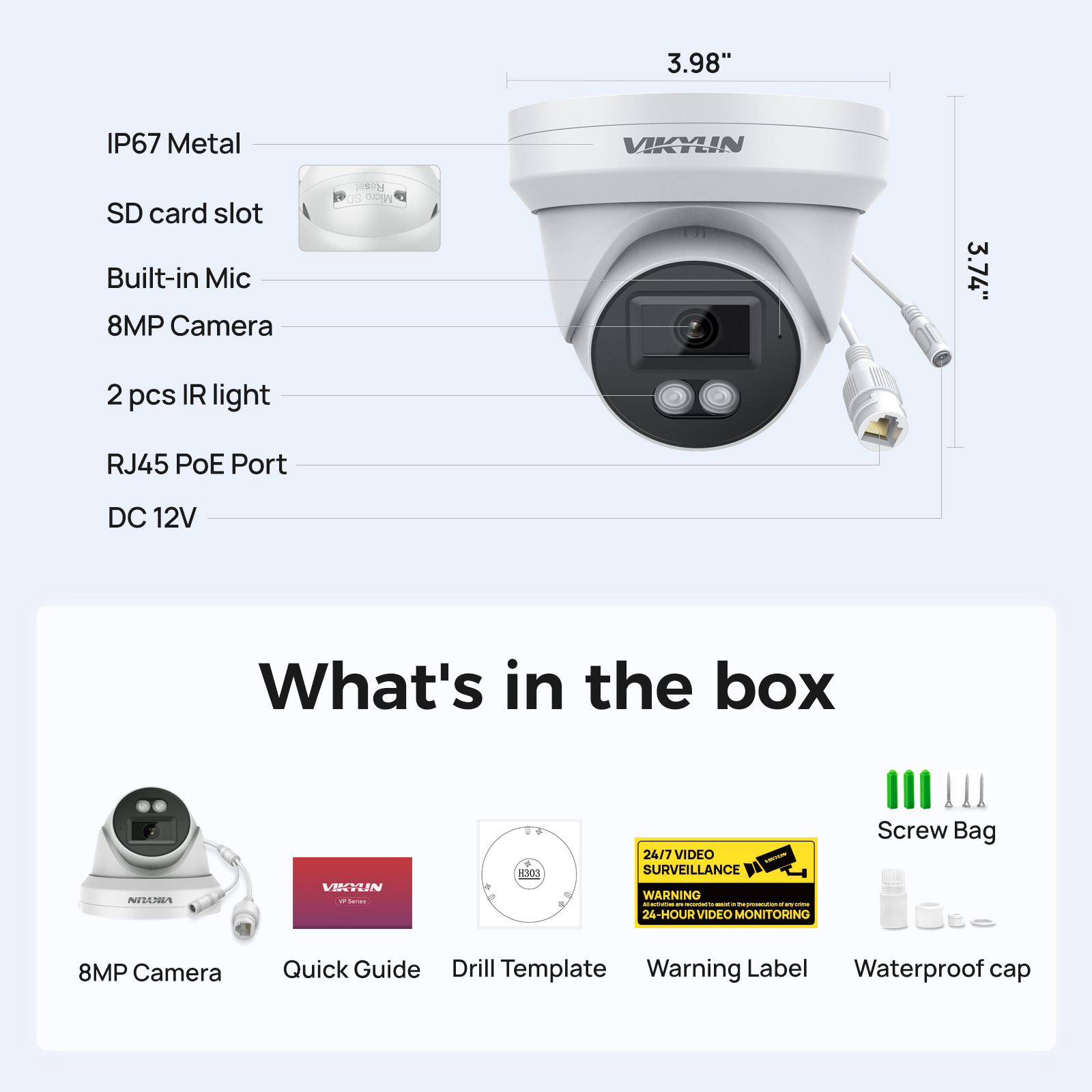 Outdoor Power G Motion - VIKYLIN 8MP HD IP Security Camera