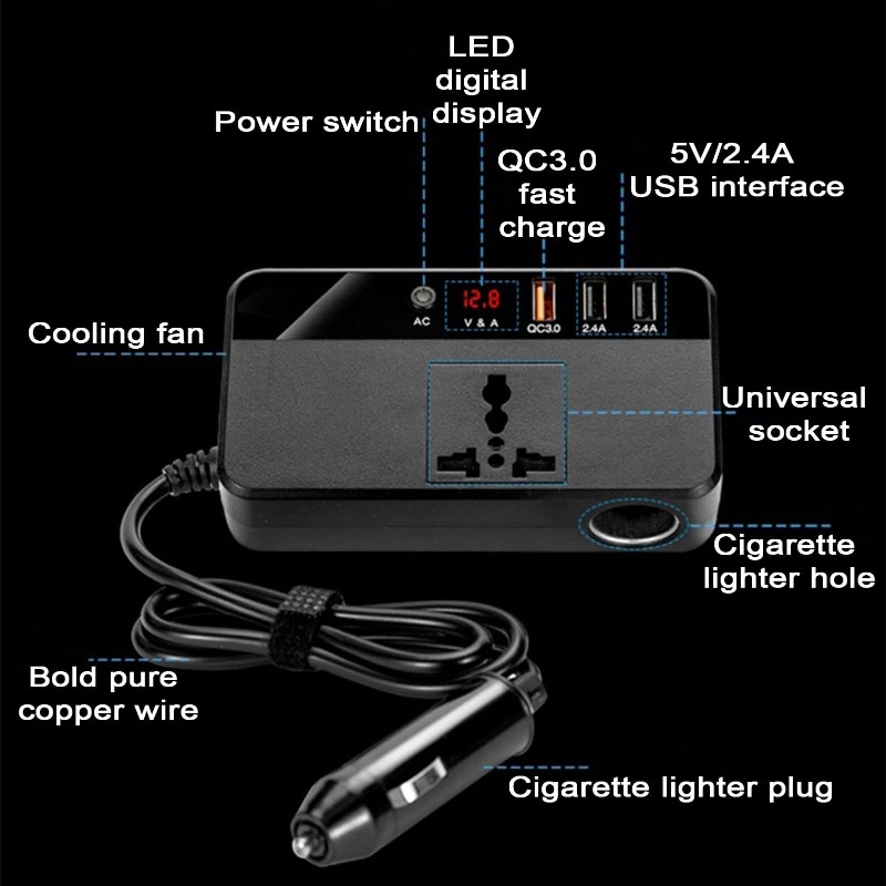 200W Portable Car Inverter Car - Outdoor Power Adapter Usb 评论和价格
