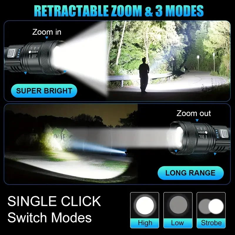Tactical LED Flashlight 2000LM - Outdoor Powerbank 评论和价格